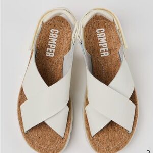 Camper Oruga Platform Sandal White Full Grain Leather Size EU 38